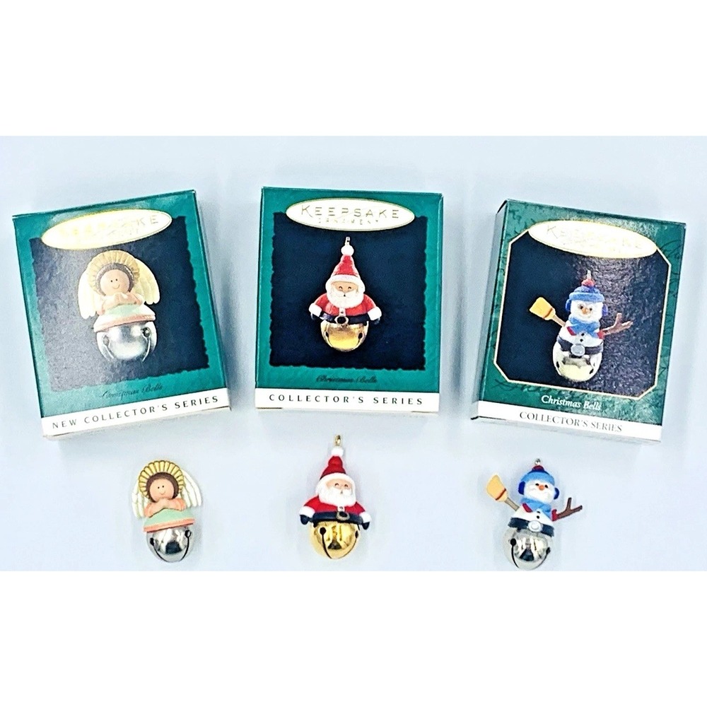 Lot of 3 Hallmark Keepsake‎ Miniatures Christmas Bells Ornaments #1 #2 #3